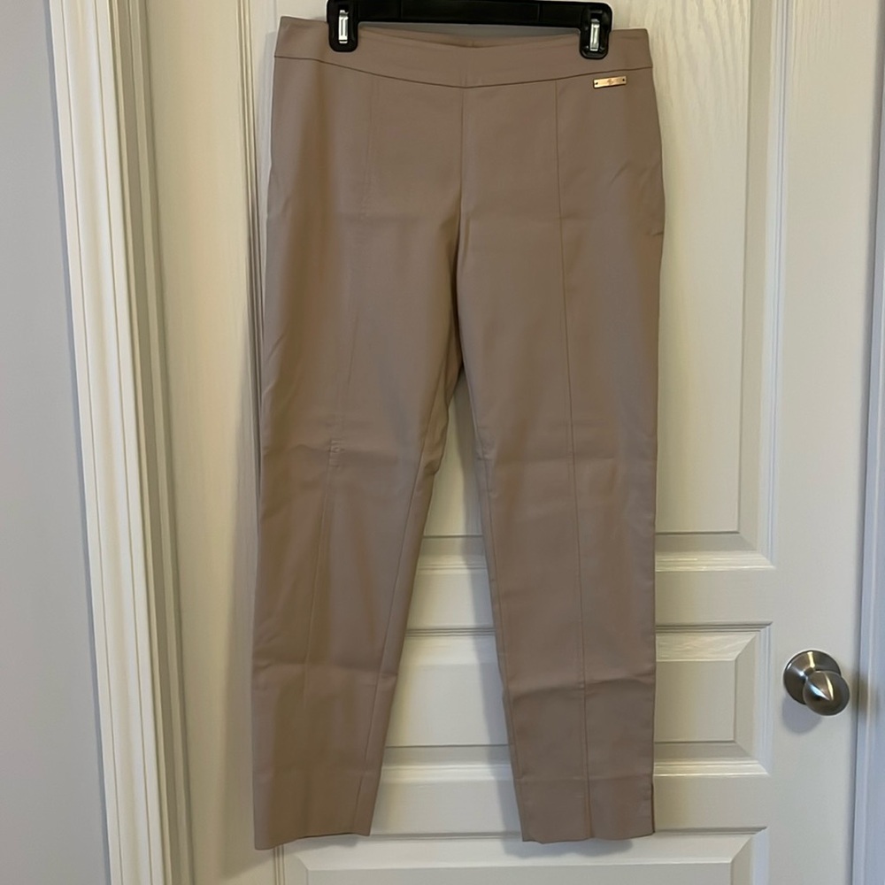 Tory Burch Callie Khaki Pants Tan Camel Size 4 Skinny Stretch Side Zip